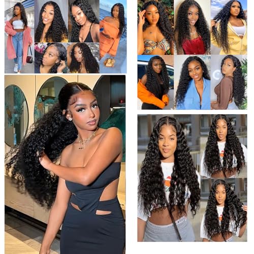 Deep Curly Bundles Human Hair 24 26 28 Inch Deep Wavy Bundles Human Hair 10A Grade Unprocessed Brazilian Virgin Extensions