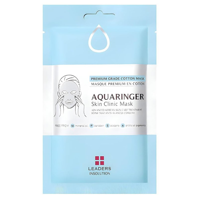 Leaders Insolution Aquaringer Skin Clinic Mask | Intense Hydration Treatment Mask with Swiss Glacial Water & Power Peptides | Moisturizing & Firming for Dry Skin, Fine Lines (5 Sheets)