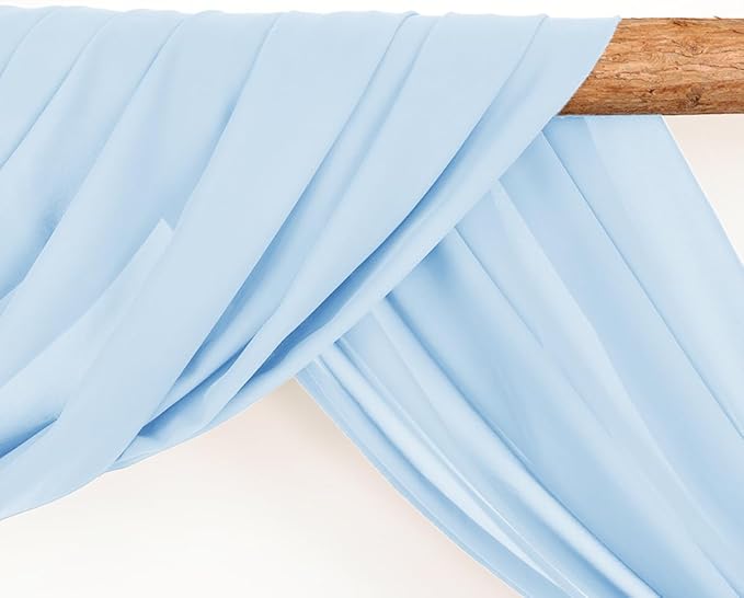 Wedding Arch Draping Fabric 30'' x 18FT Sheer Chiffon Arch Drape Backdrop 2 Panel Baby Blue Drapes for Easter Bridal Shower Baby Shower Photo Booth Church Decor Birthday Party Outdoor Decor