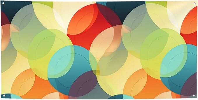 Colorful Retro Abstract Print Holiday Banner Hanging Resuable Banners Birthday Banner Welcome Banner For Office Christmas Party Farmhouse Decor Supplies,Medium