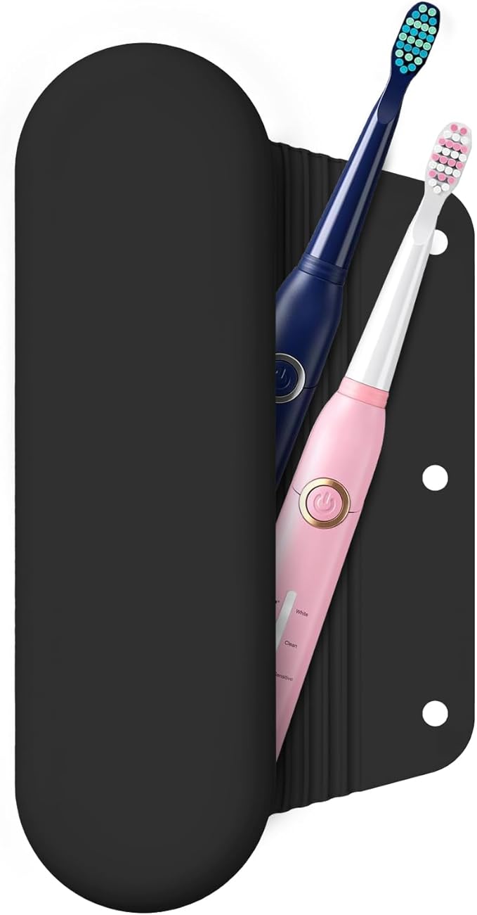 Silicone Electric Toothbrush Travel Case, Manual Toothbrush Travel Cover for Men and Women,Toothbrush Holder for Travel,Gym and More, Fits Most Manual and Electric Toothbrushes - Black