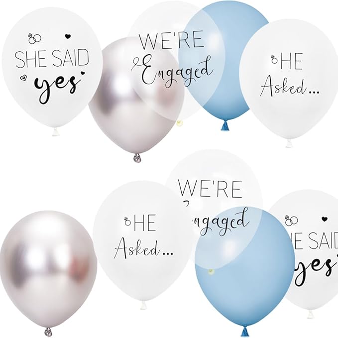 Engagement Party Balloons HE ASKED,SHE SAID Yes WE'RE ENGAGED Balloons Blue Latex Balloon for Bridal Shower Engagement Bachelorette Wedding Party Decoration