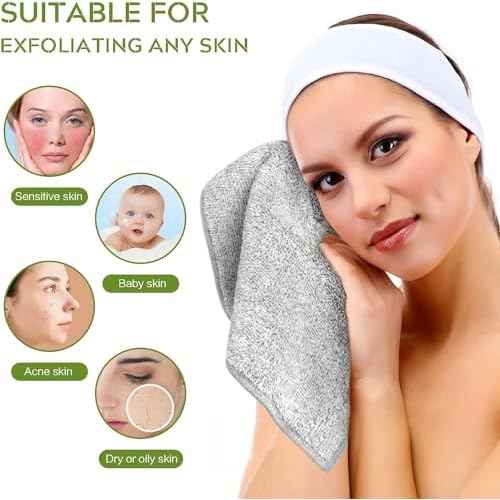 SINLAND Microfiber Face Towels Ultra Soft Facial Washcloths Face Cloth for Bath 12Inch x 12Inch 6 Pack Grey