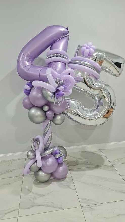 Lilac Number 4 Balloon 40 Inch, Lavender 4 Balloon Number, 4th Birthday Decorations, Lilac Mauve Party Supplies for Boys Girls
