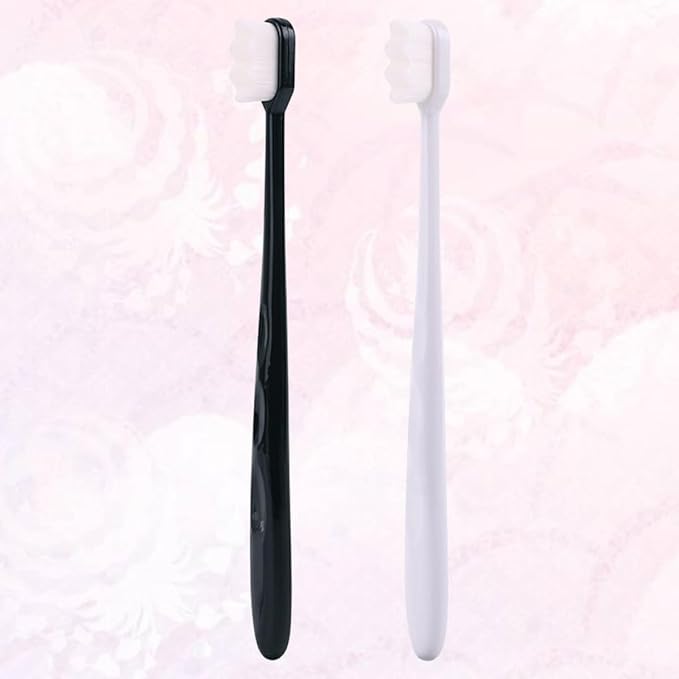 2PCS Wave Bristle Plastic Handle Toothbrushes Portable Travel for Home Camping Lightweight Soft Manual Brushes with Comfortable Grip