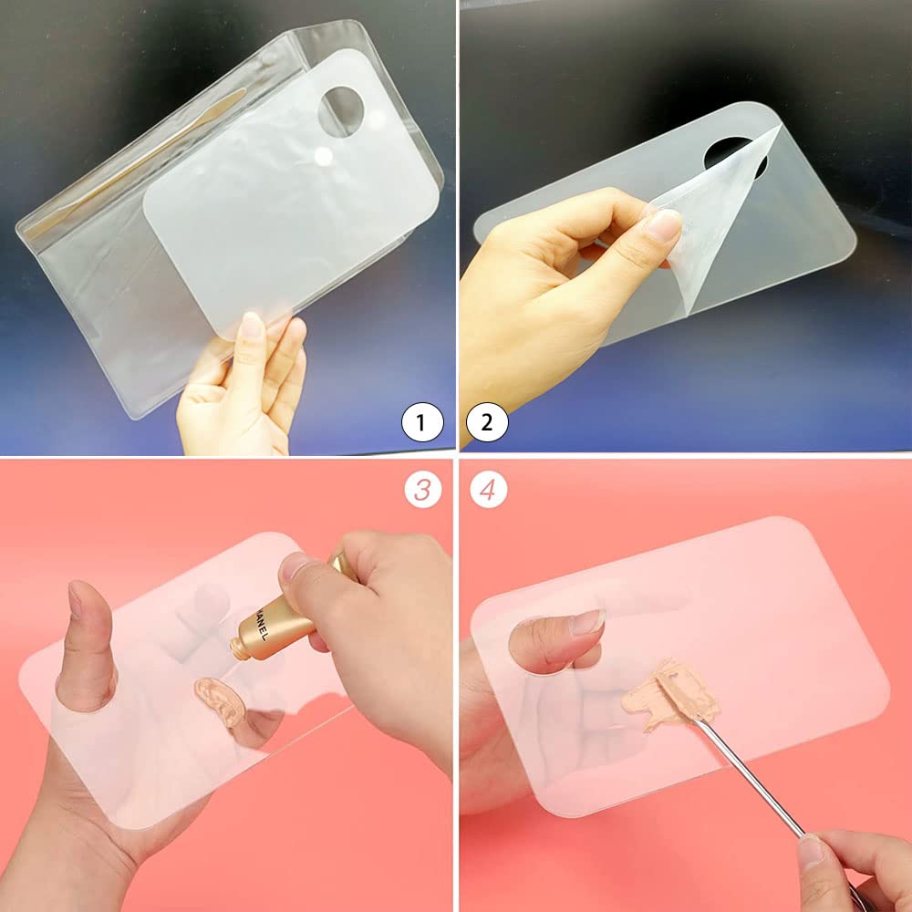 Makeup Mixing Palette with 1PC Spatula and Hand Palette Makeup Mixing Tray Plastic 50 PCS Lipstick Applicators