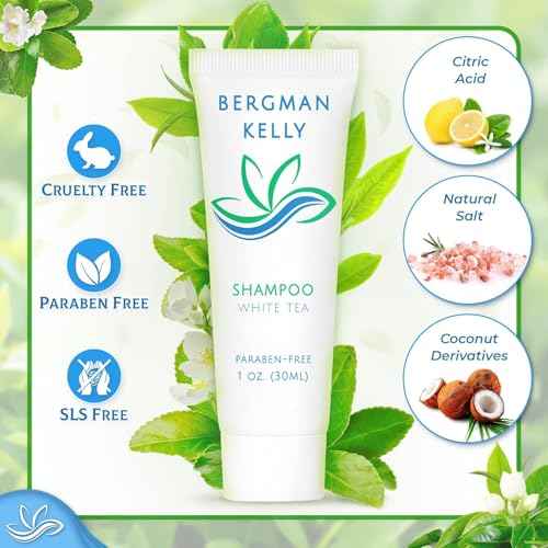 Bergman Kelly - Hotel Toiletries Bundle - White Tea, 1 oz ea, 125 Pieces - 5-Piece Set: 25 ea Rectangular Bar Soap, Shampoo, Conditioner, Body Lotion & Body Wash - Bulk Mini Guest Amenities