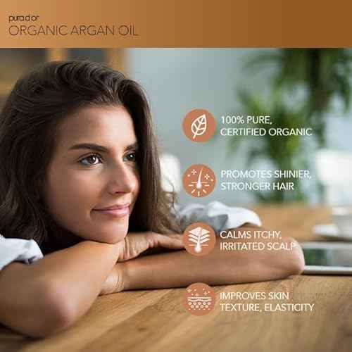 PURA D'OR 4 Oz ORGANIC Moroccan Argan Oil - USDA Certified 100% Pure & Cold Pressed Virgin Premium Grade Natural Moisturizer Treatment For Dry, Damaged Skin, Hair, Face, Body & Scalp - Men & Women