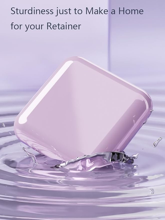 Retainer Case,Cute Mouthguard Case with Mirror,Slim Night Mouth Guard Case with Lid Hinge,Aligner Case,Inner Size 2.56, 2.36, 0.79inch