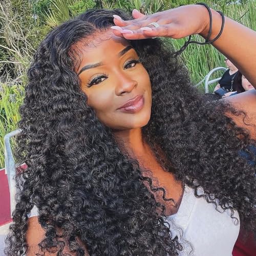 Burmese Curly Wig Human Hair V Part Wig 100% Real Human Hair Glueless With Drawstring Clip In Burmese Curly V part Wigs Upgrade U Part Wigs 220% Density 16 Inch Natural Black 1B Color