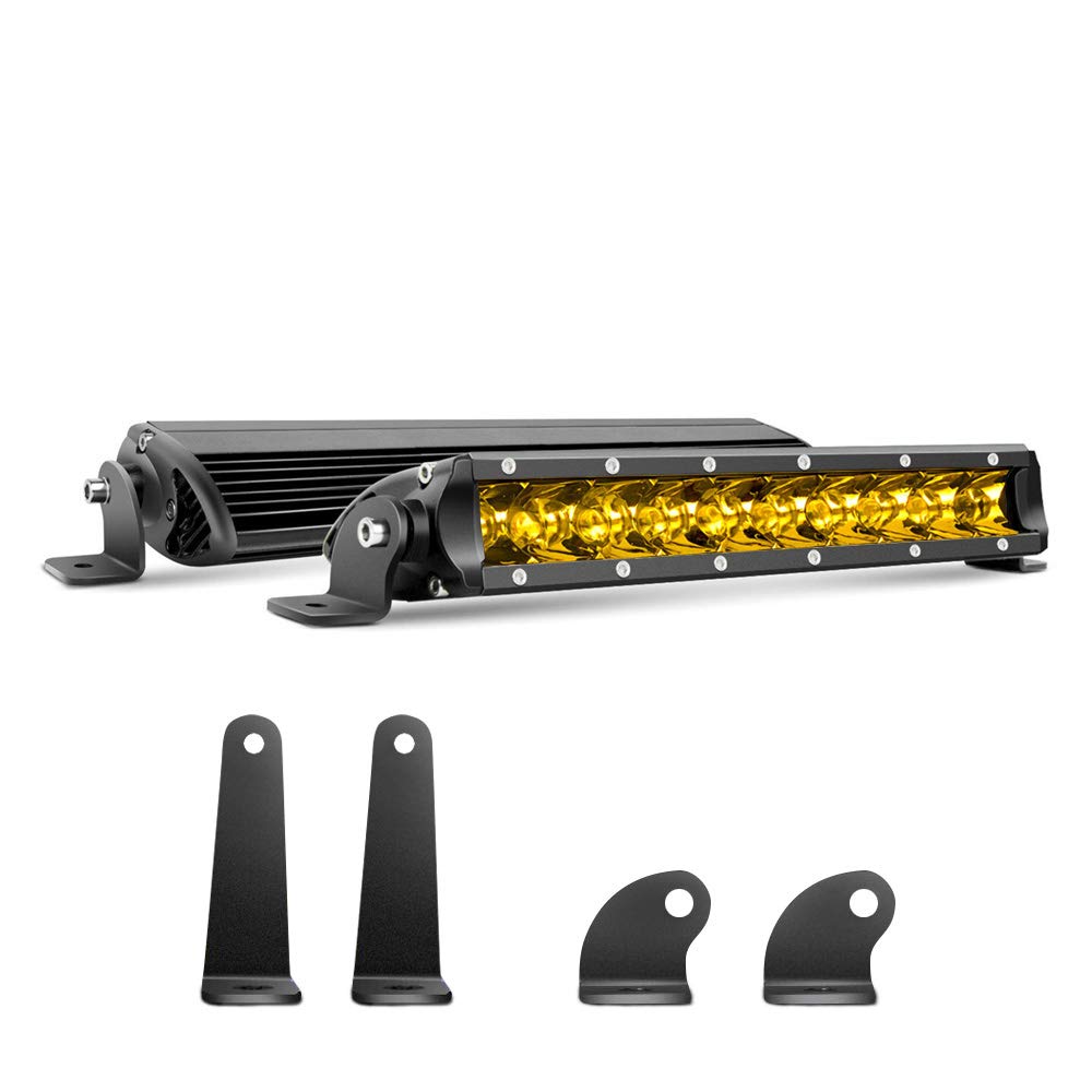 11 Inch Led Light Bars, Chelhead 50W Yellow Single Row Fog Light Bar Spot Beam Amber Led Light Bars Compatible with Truck SUV Je