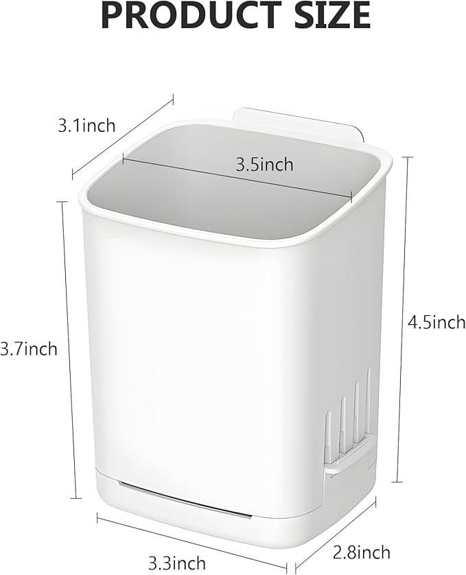 Toothbrush Holder Cup Wall Mounted Drill-Free for Bathroom Shower Electric Toothbrush Toothpaste Razor Holder Removable Waterproof Sturdy Self Draining, Tableware Holder for Kitchen(1pcs&White)