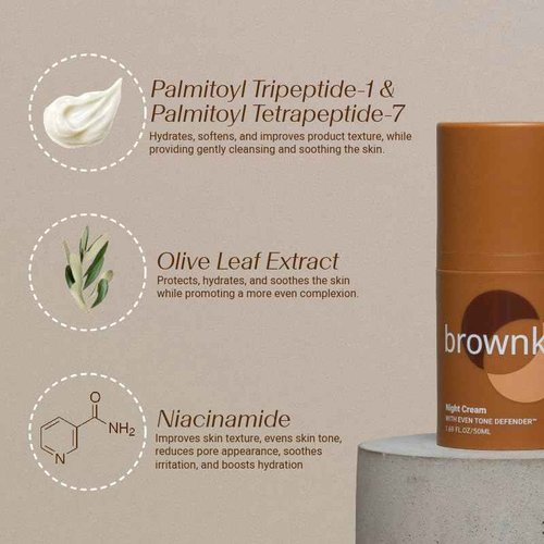 brownkind Night Cream – Restorative Overnight Moisturizer for Melanin-Rich Skin, Firms, Hydrates & Improves Texture, Dermatologist-Designed, 50ml