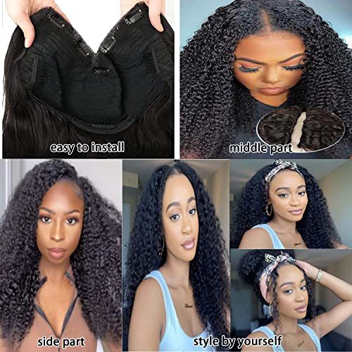 Ainmeys Curly V Part Wigs Kinky curly V Shape Wigs for Black Women No Leave Out Upgrade U Part Wigs Glueless Full Head Clip In Half Wigs(18IN 180%Density)