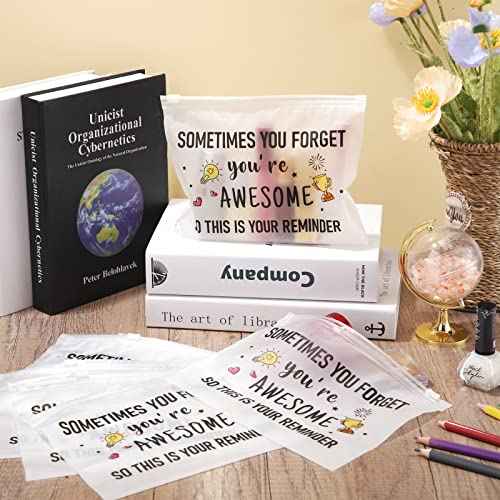 Reginary 50 Pcs Inspirational Gifts Bulk for Women Cosmetic Bag EVA Makeup Bag with Zipper for Birthday Christmas Encouragement Presents(You Are Awesome)
