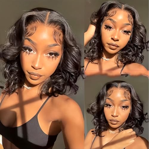 Bob Wig Human Hair 13x6 Body Wave Lace Front Wigs Human Hair 200% Density Wigs for Women (14 Inch)