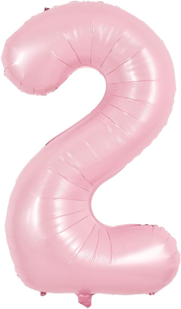 TONIFUL 40 Inch Pastel Pink Number 2 Balloon Balloon Big Pink Digital 2 Balloon for Girl's Birthday Party Wedding Bridal Shower Engagement Anniversary Photo Shoot Supplies