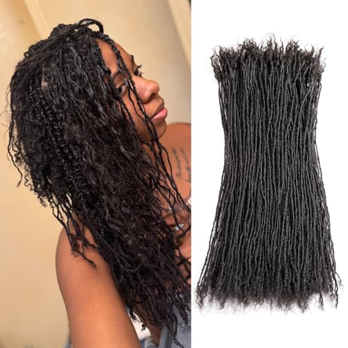 Originea 8-18 Inch 0.1 and 0.2 0.4 Thickness Curly Tips Interlocked sister Locs 100% Real Human Hair Micro loc Extensions Permanent Dreadlock Extensions (1B# 0.2cm, 10 Inch 70 Strands)