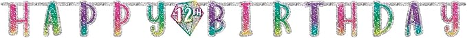 Sparkle Jumbo Add An Age Multicolor Glitter Paper Letter Banner - 10.5' x 10" (Pack Of 1) - Customizable Birthday Party Decoration