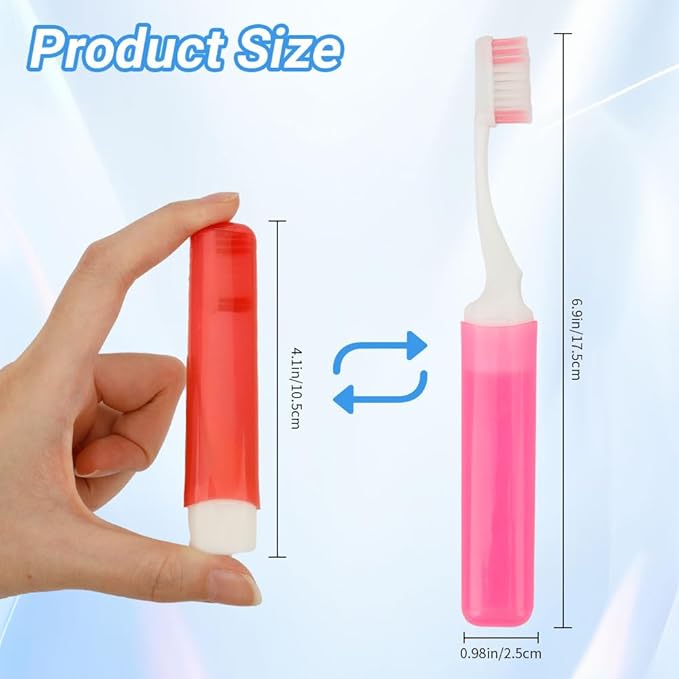 Travel Toothbrush 4PCS Travel Toothbrush Set Mini Toothbrushes Small Tooth Brush Portable Travels Size Toothbrushes Folding Traveling Tooth Brush with Case Individually Wrapped for Home Camping Hiking