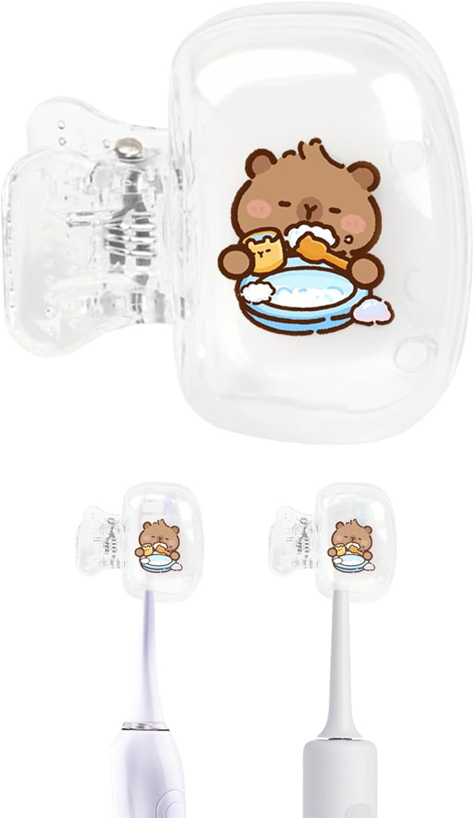 Upgrade Travel Toothbrush Head Covers Toothbrush Protector Cap Brush Pod Case Protective Portable Plastic Clip for Household Travel, Bathroom, School, Camping, Business (C, 2 Pack)