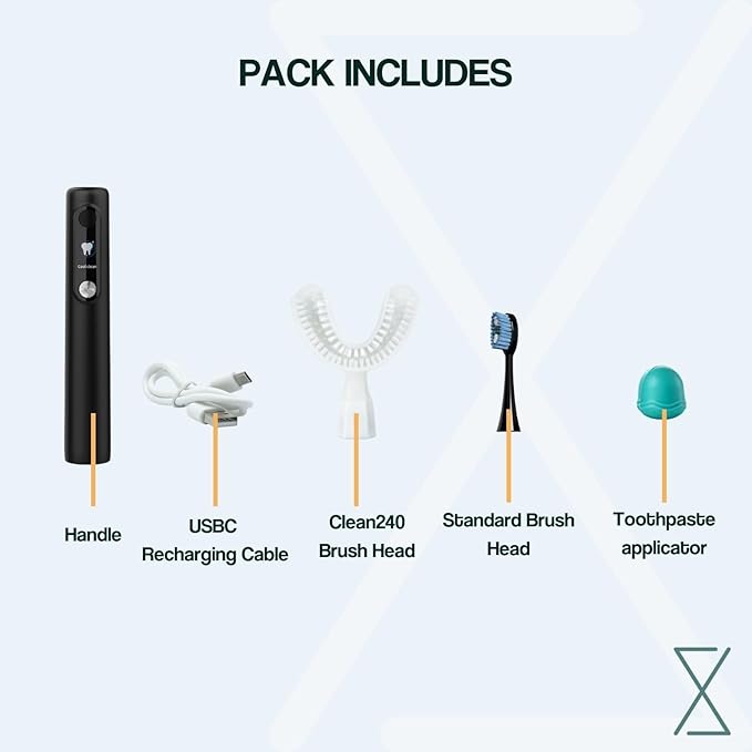 Y-Brush Ultra - Sonic Toothbrush Multiple Modes - 6-Month Battery, Advanced Plaque Removal, Whitening Technology (Ultra - Black, Adult (12-99 yo))