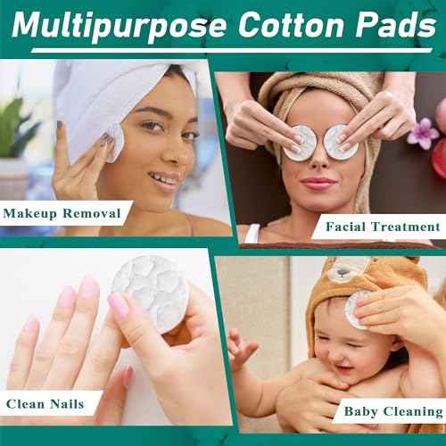 Premium Cotton Rounds for Face, 300 Count Makeup Remover Pads,100% Pure & Natural Facial Cleansing Round Pads for Makeup Removal, Nail Polish Remover