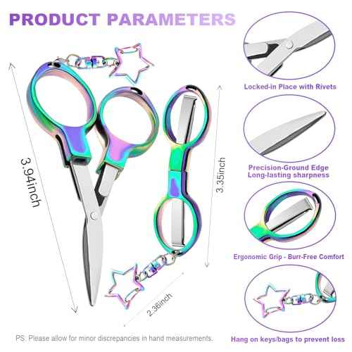 Personal Care Beauty Tools, Personalized Colorful Grooming Scissors with Star Charms - Foldable, Travel Shopping-Friendly, Easy to Carry and Safe (2Pcs)