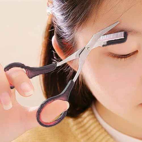 Eyebrow Scissors, Non-Slip Eyebrow Scissors with Comb and Brush, Eyebrow Trimmer Scissor, Eyebrow Trimmer for Women, Eye Brow Razors Eyebrow Cutter Eye Brow Shaper Trimming Scissor Makeup Tool