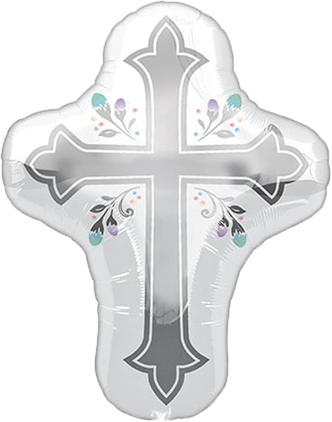 White Cross 28" Foil Party Balloon