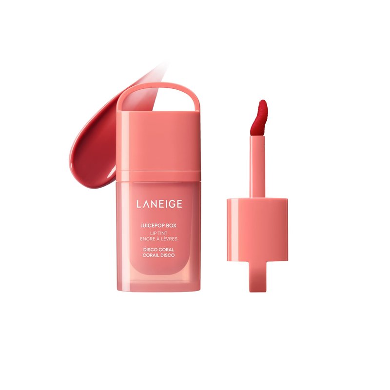 LANEIGE JuicePop Box Lip Tint: Long-Lasting Hydrating Lightweight Tint, Buildable Juicy Color & Nourishing Shine, K-Beauty Lip Essential for Long-Lasting Comfort, Disco Coral