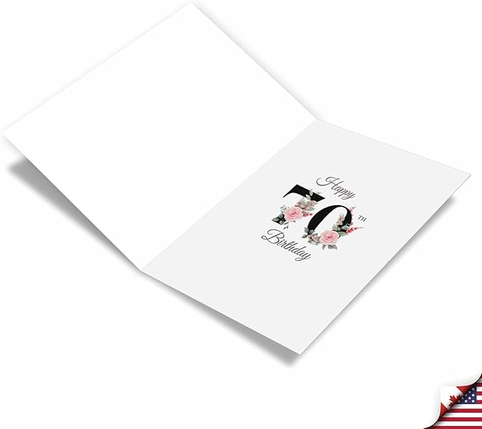 NobleWorks - 70th Milestone Birthday Paper Card with 5 x 7 Inch Envelope (1 Card) Floral Age 70 C8259MBG