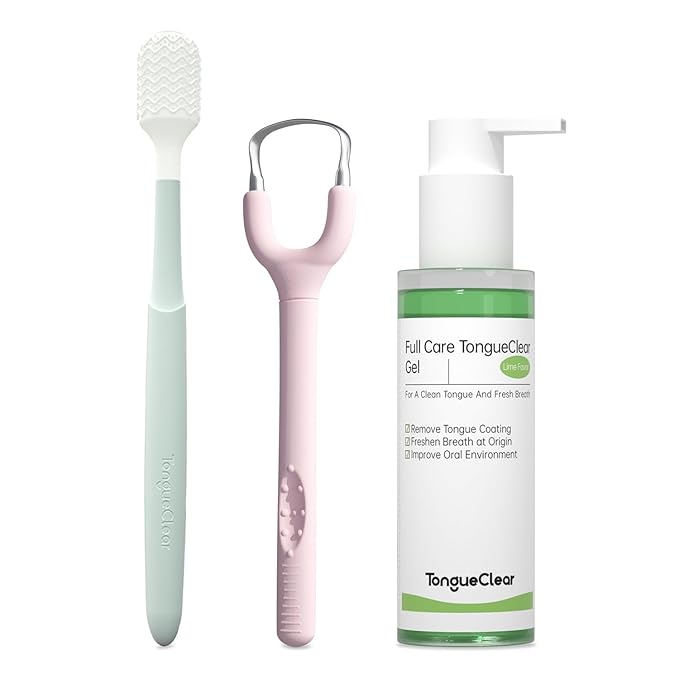 Effective Tongue Scraper and Oral Mucosal Cleaner Kit for Adults - Ergonomic Tongue Cleaner Promotes Fresher Breath, Oral Mucosal Cleaner package, Personal Care Essential (Pink)
