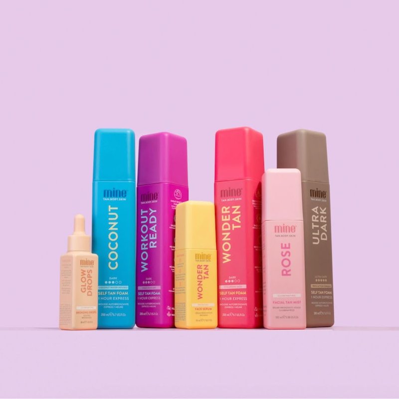 MineTan Best Sellers Self Tan Bundle | Express 1 Hour - Includes Dark Violet Sunless Tanner Mousse, Face Mist, Application Mitt, & Exfoliating Glove for Tan Removal & Prep