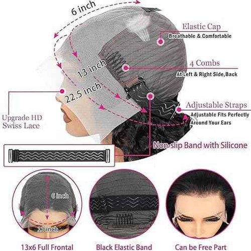 Nervoss Water Wave 13x6 HD Transparent Lace Front Wigs Human Hair Pre Plucked Deep Wave Glueless Wigs Human Hair 180% Denisty Lace Frontal Wigs Human Hair for Women Natural Black Color 22 Inch