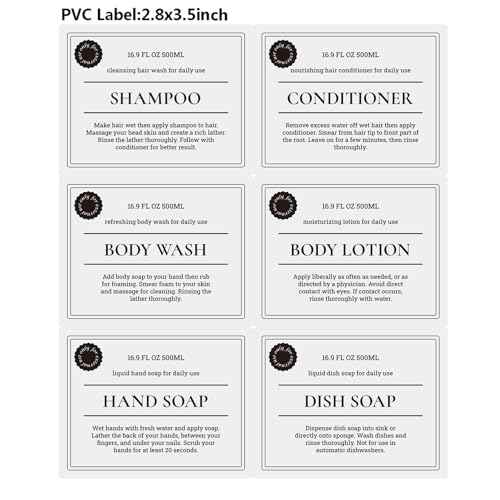 Empty Plastic Bottles with Pump Dispenser and Labels Included, Refillable Travel Containers for Hand sanitizer Shampoo Lotion, etc - BPA/Paraben Free, 500ml/16.9oz (Amber, 3 Pack)