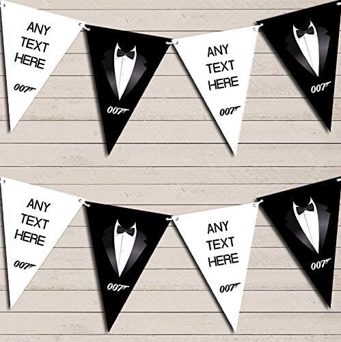 Tuxedo Prom James Bond Personalized Birthday Party Bunting - Hanging Party Decoration - Birthday Party Banner Garland | Decorative Party Supplies