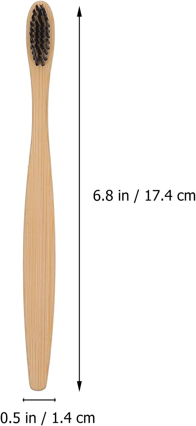 Toothbrushes for Adults 10Pcs Soft Nylon Bristles Disposable Eco-Friendly Manual Toothbrush Set with Natural Handle for Travel and Daily Oral Care
