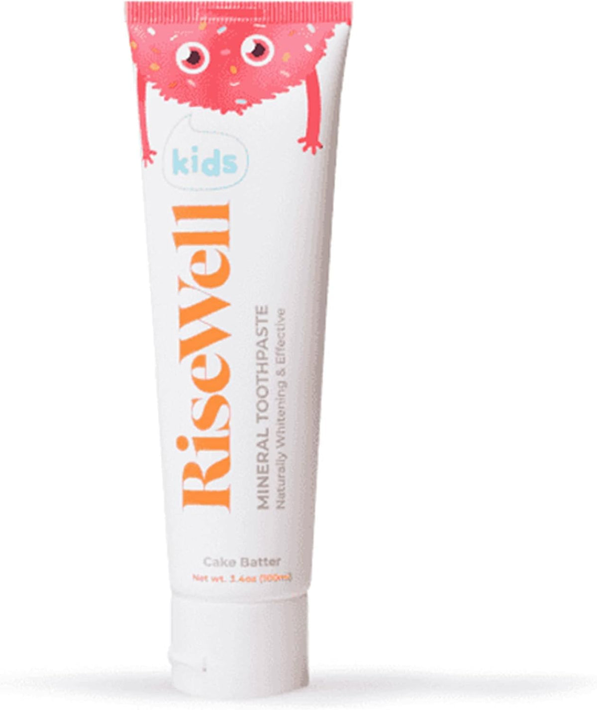 RiseWell Mineral Toothpaste for Kids - Hydroxyapatite Toothpaste with Xylitol for Teeth Protection - Made by Dentists, Safe to Swallow, Gentle and All Natural - Cake Batter Flavor, 3.4 Oz