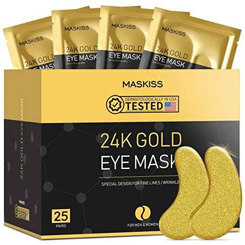 24k Gold Under Eye Patches (25 Pairs), eye mask, Collagen Skin Care Products, Eye Patches for Puffy Eyes, eye masks for dark circles and puffiness