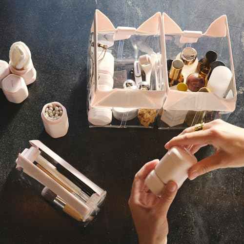 Cadence Travel Containers Basic Skincare Set - Magnetic Containers with Lids,Carry On Travel Essentials For Women/Men - 3 Small Capsules (0.56oz) - Cleanser, Moisturizer & Sun-Icon Labels - Evergreen