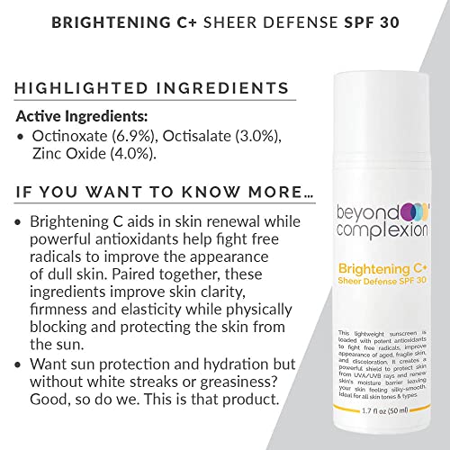 Brightening C+ Sheer Defense SPF 30 - Oil-Free, Fast-Absorbing SPF Makeup that Reduces Redness and Evens Skin Tone