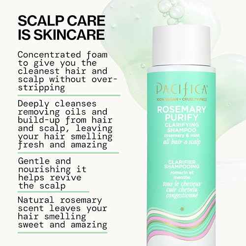 Pacifica Clarifying Shampoo ? Rosemary Purify Invigorating Shampoo w/Soothing Mint for Detoxing Hair & Scalp Build-Up, Sulfate & Silicone Free - Vegan & Cruelty-Free Dermatologist Tested