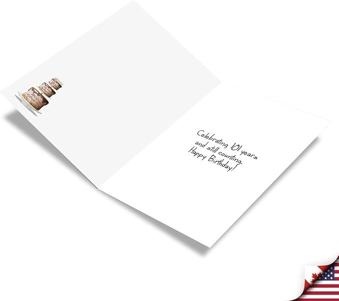 NobleWorks - Milestone Birthday Greeting Card with Envelope (4.63 x 6.75 Inch) - 101 Year Time Count C2774MBG