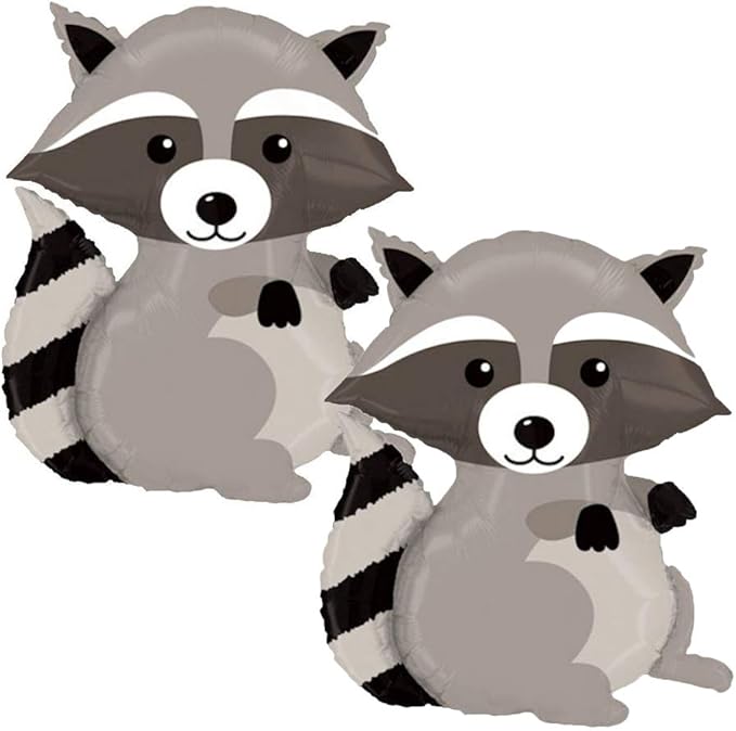 Set of 2 Adorable Woodland Raccoon 36" Foil Party Balloons