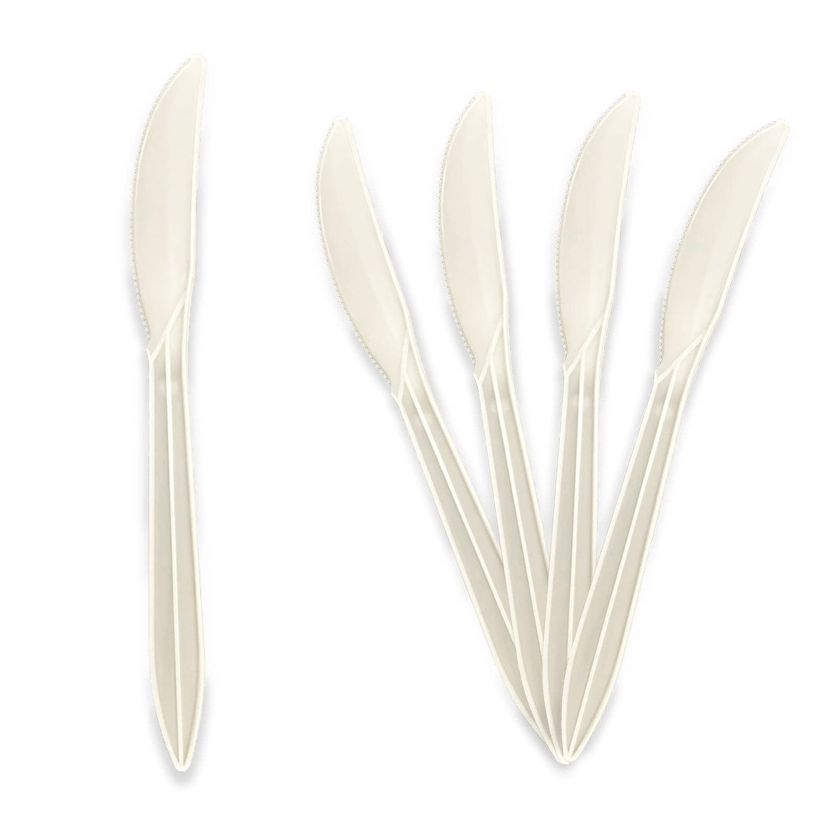 PAMI 1000 Pack Bulk Disposable Plastic Silverware Medium Weight Cutlery for Parties Catering Takeout Orders (Knives Knives White)