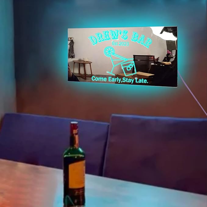 Custom LED Name Mirror Light - Multi Colour Lighting, Bar, Barber Shop Decor