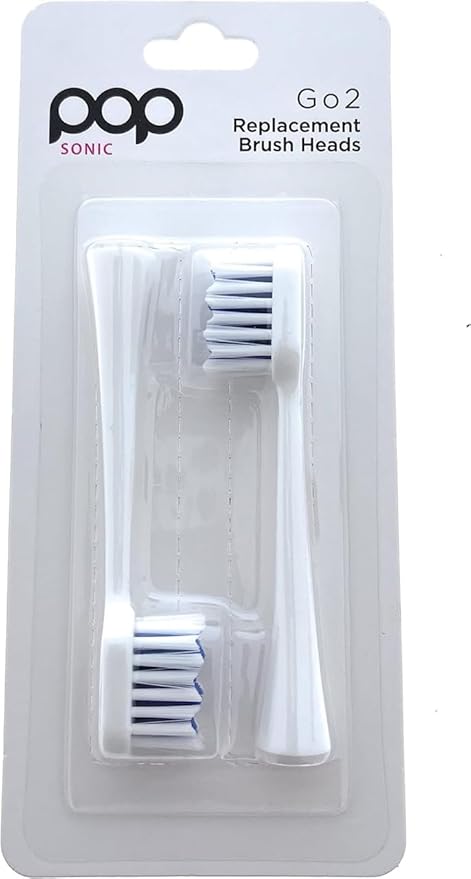 Pop Sonic Replacement Toothbrush Heads – Super Soft DuPont Nylon Bristles, Compatible with Go Plus Sonic, 2-Pack