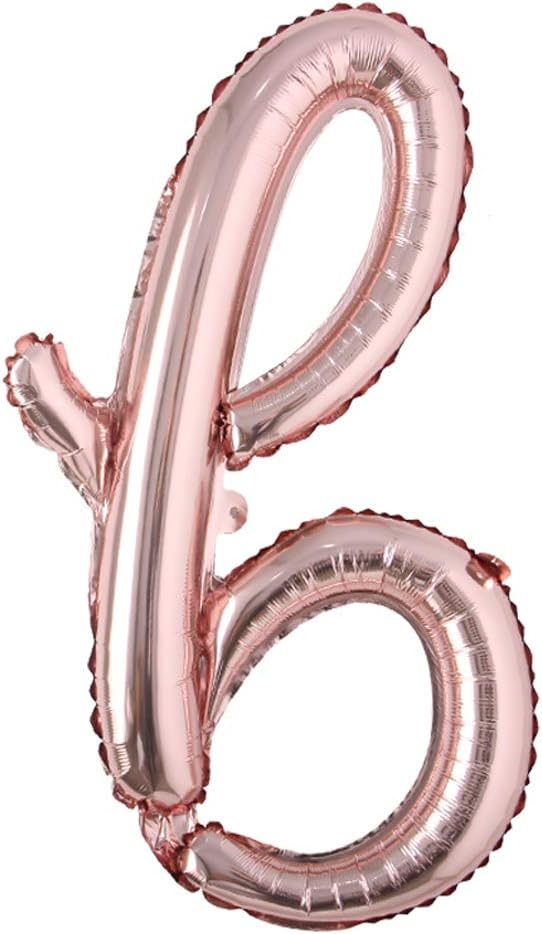 18 Inch Rose Gold Happy Birthday Balloons - Lowercase Letters Handwriting Style, Birthday Party Decoration