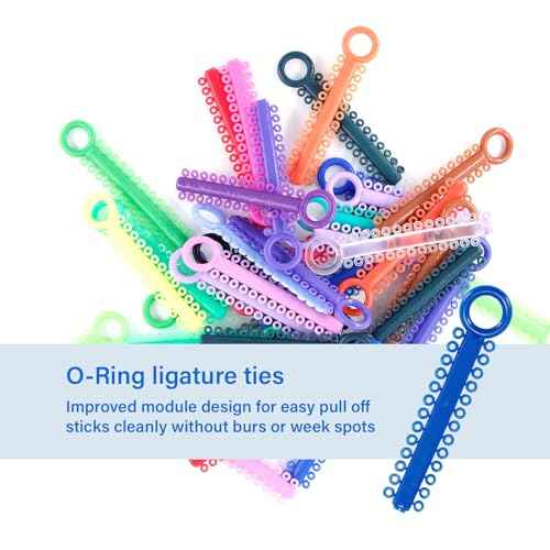 1040 Power Sticks Ligature Ties Orthodontic Ligature O-Ties, Elastic Ligature Bands, Elastic ties O-Rings Elastic Bands for Braces 26 ties on each stick (Mix Color)